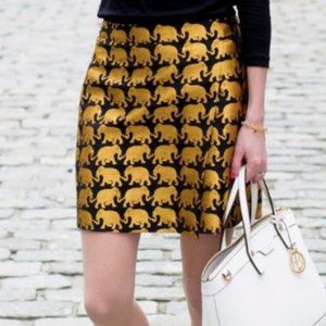 J. Crew Gold ELEPHANT SKIRT Short Mock Wrap Luxe animals sz 10 MED